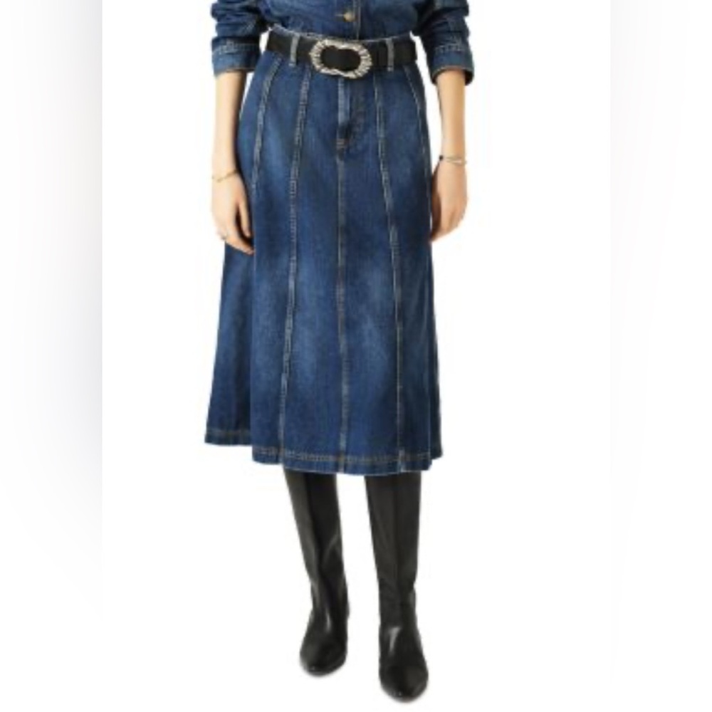 NWT BA$SH BERTILLE DENIM MIDI SKIRT 36